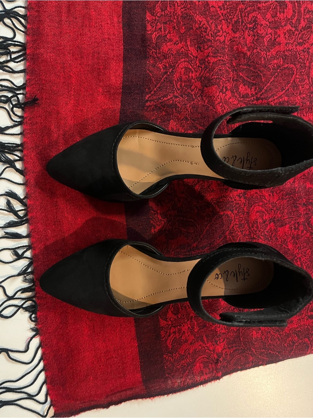 Styluxe Black Pointed D'Orsay Ankle-Strap Heels